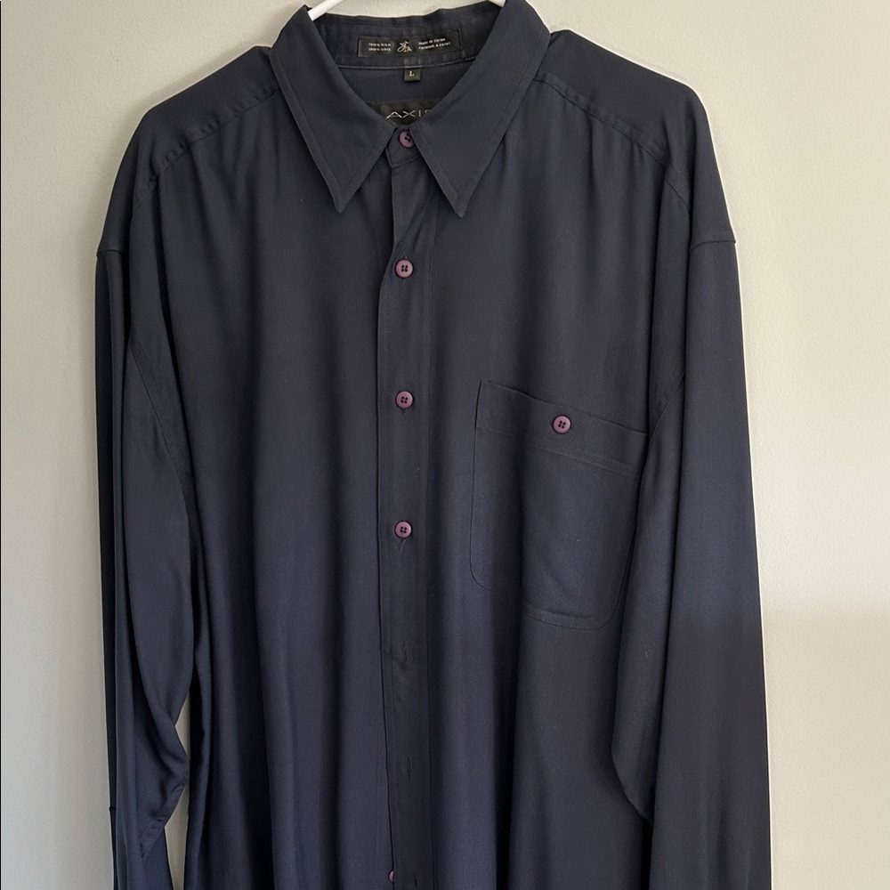 Elegant Dark Blue Men's Button Down Shirt
